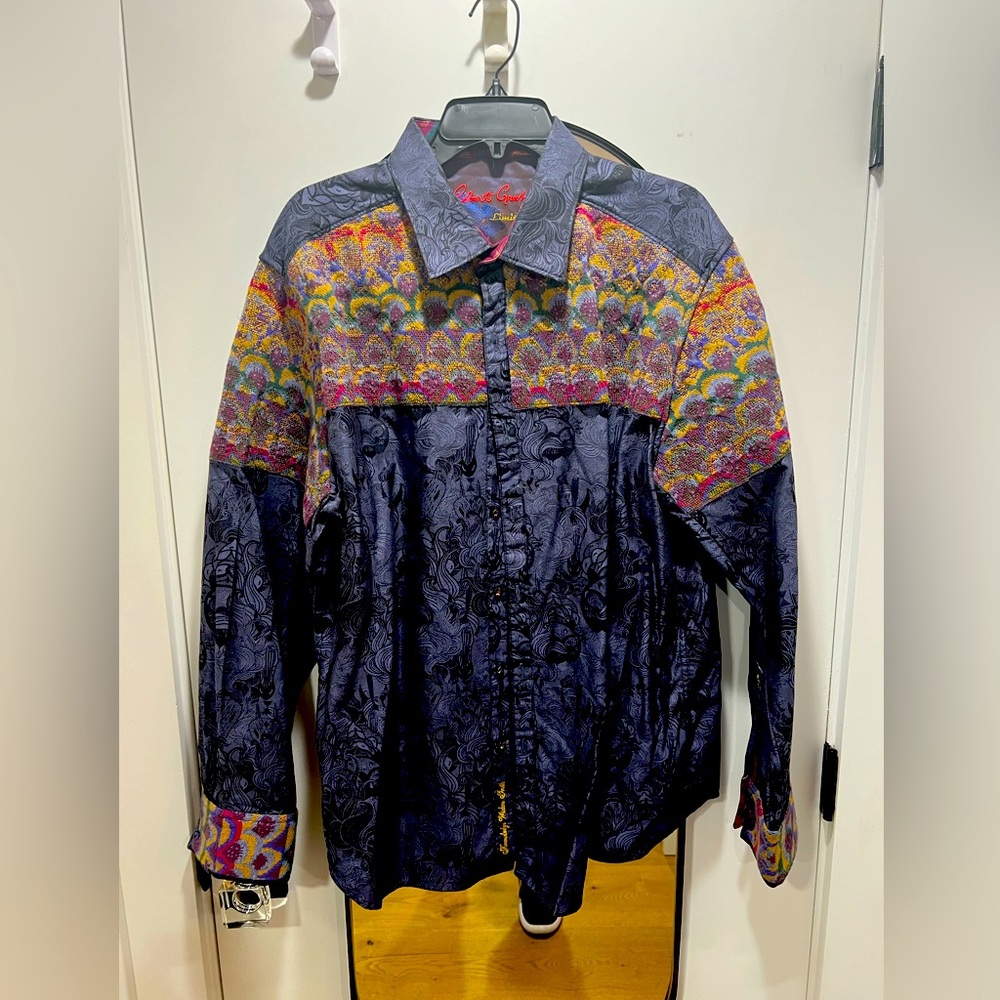 Robert Graham Shirt Mens 2XL Limited Edition Embroidered Flip Cuff